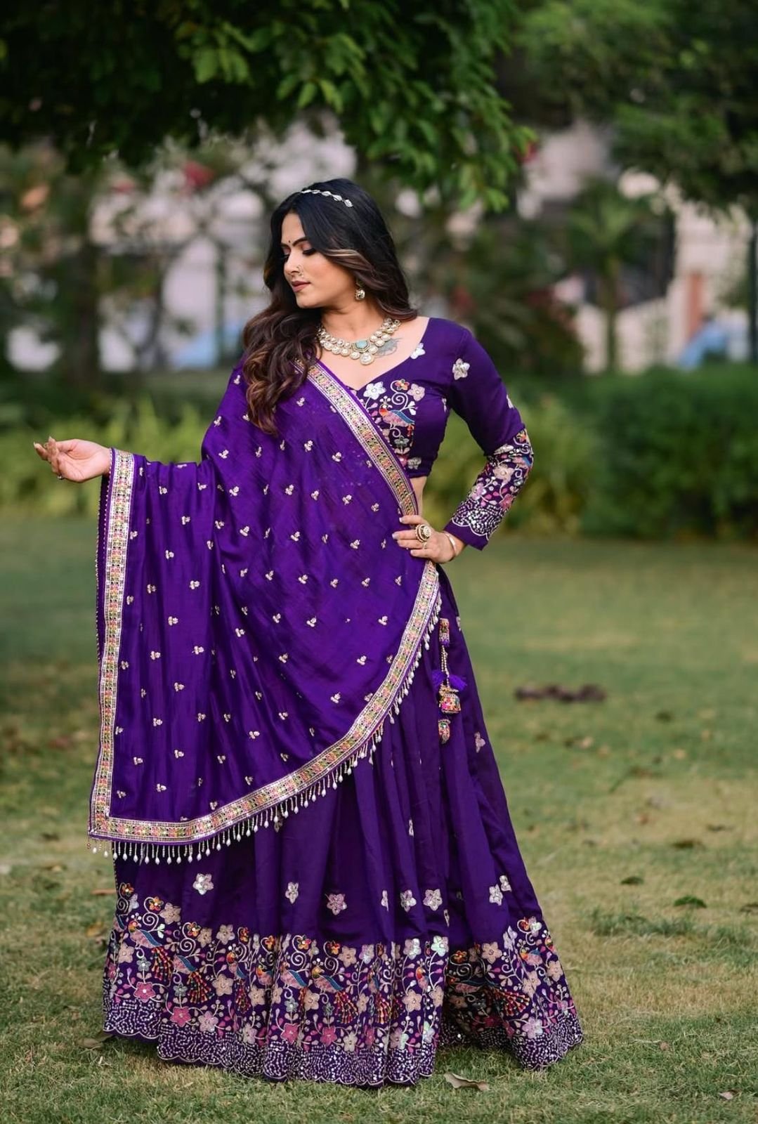 Purple Heavy Work Lehenga Choli